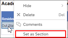set as section