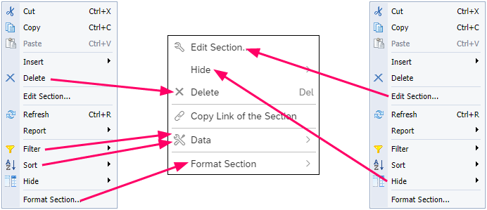 Section contextual compare